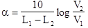 Since the output voltage from the photodetector is proportional to the optical power, we can write Eq. (14.1) as where L1 is the length of the current fiber, L2 is the length cut off, and V1 and V2 are the voltage output readings from the long and short lengths, respectively. Then the attenuation in decibels is