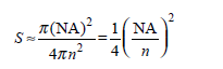 Assuming that Rayleight scattering is approximately isotropic (uniform in all directions), show that the fraction S of scattered light trapped in a multimode fiber in the backward direction is given by where NA is the fiber numerical aperture, n is the core refractive index, and NA/ n represents the half-angle of the cone of captured rays. If NA = 0.20 and n = 1.50, what fraction of the scattered light is recaptured by the fiber in the reverse direction.
