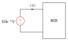 The power absorbed by the BOX in Fig. E1.8 is p ( t ) = 2.5 e 4 t W. Compute the energy and charge delivered to the BOX in the time interval 0 t 250 ms. Figure E1.8