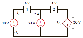 Find the power absorbed or supplied by element 1 in Fig. P1.37. Figure P1.37