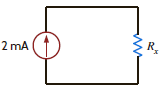 In the network in Fig. P2.3, the power absorbed by R x is 20 mW. Find R x. Figure P2.3