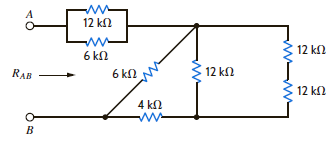 Find the equivalent resistance of the circuit in Fig. 2PFE-4 at the terminals A - B. a. 4 k b. 12 k c. 8 k d. 20 k Figure 2PFE-4