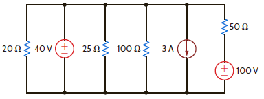 Find the power supplied by the 40-V source in the circuit in Fig. 2PFE-6. a. 120 W b. 232 W c. 212 W d. 184 W Figure 2PFE-6