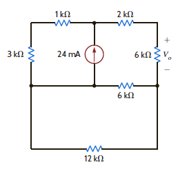 Find the voltage V 0 in the network in Fig. 2PFE-8. a. 24 V b. 10 V c. 36 V d. 12 V Figure 2PFE-8