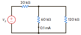 Find V S in the circuit in Fig. E2.18. Figure E2.18