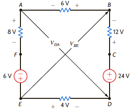 Find V BE and V DA in the circuit in Fig. P2.22. Figure P2.22