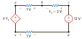Find V ad and V ce in the circuit in Fig. P2.25. Figure P2.25