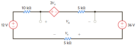 Find V A in Fig. E2.29. Figure E2.29