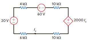 Find the power absorbed by the dependent source in the circuit in Fig. P2.35. Figure P2.35