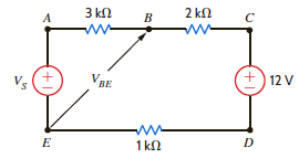 Find V S in the circuit in Fig. P2.38, if V BE = 18 V. Figure P2.38