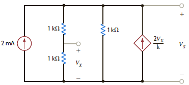 Find V S in the network in Fig. P2.51. Figure P2.51