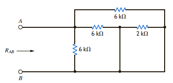 Find R AB in the network in Fig. P2.64. Figure P2.64