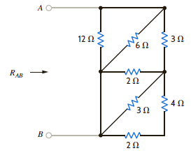 Find R AB in the network in Fig. P2.67. Figure P2.67