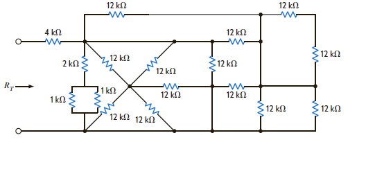 Determine the total resistance, R T , in the circuit in Fig. P2.69. Figure P2.69