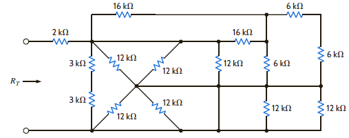 Determine the total resistance, R T , in the circuit in Fig. P2.70. Figure P2.70