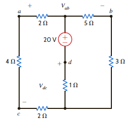 Find V ab and V dc in the circuit in Fig. P2.75. Figure P2.75