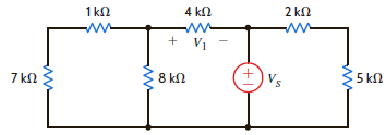 In the network in Fig. P2.90, V 1 = 14 V. Find V S. Figure P2.90