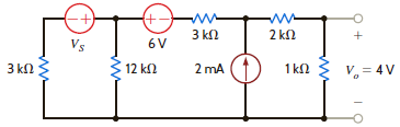 Given that V 0 = 4 V in the network in Fig. P2.94, find V S. Figure P2.94