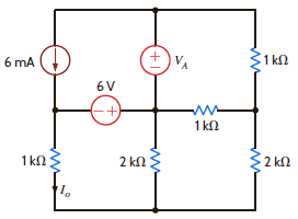 Given I 0 = 2 mA in the network in Fig. P2.102, find V A. Figure P2.102