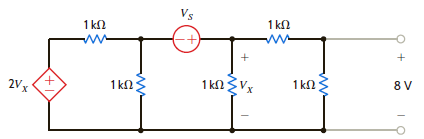 Find the value of V S in the network in Fig. P2.114. Figure P2.114