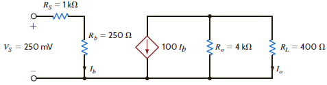 A single-stage transistor amplifier is modeled as shown in Fig. P2.119. Find the current in the load R L. Figure P2.119