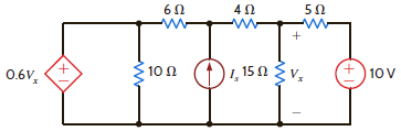If the power absorbed by the 10-V source in Fig. P2.130 is 40 W, calculate I S. Figure P2.130