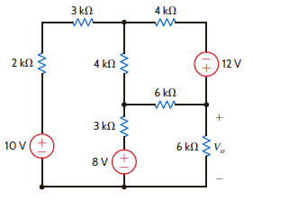 Find V o in Fig. E3.14 using mesh analysis.     Figure E3.14