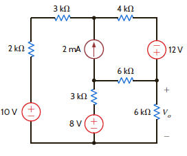 Find V o in Fig. E3.17 using mesh analysis. Figure E3.18