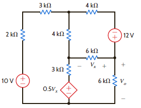 Find V o in Fig. E3.22 using mesh analysis. Figure E3.22