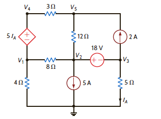 Use nodal analysis to solve for I A in the network in Fig. P3.57.     Figure P3.57