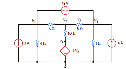 Use nodal analysis to find V 1, V 2 , V 3 , and V 4 in the circuit in Fig. P3.61. Figure P3.61
