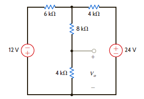 Use mesh analysis to find V o in the circuit in Fig. P3.69. Figure P3.69