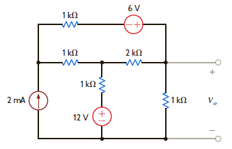 Use loop analysis to find V o in the circuit in Fig. P3.82. Figure P3.82