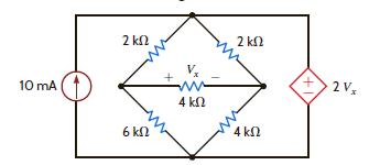 Find V x in the circuit in Fig. P3.111. Figure P3.111