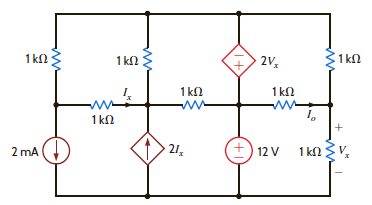 Using loop analysis, find I o in the network in Fig. P3.123. Figure P3.123