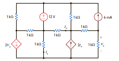 Using loop analysis, find I o in the circuit in Fig. P3.126. Figure P3.126