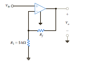 What value of R f in the op-amp circuit of Fig. 4PFE-4 is required to produce a voltage gain of 50  a. 135 k  b. 210 k  c. 180 k  d. 245 k      Figure 4PFE-4