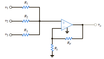 Determine the output voltage, o , of the noninverting averaging circuit shown in Fig. P4.37. Figure P4.37