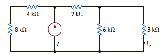Use linearity and the assumption that I o = 1 mA to compute the correct current I o in the circuit in Fig. E5.1 if I = 6 mA. Figure E5.1