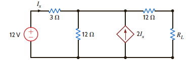 Find the value of R L in the network in Fig. 5PFE-3 for maximum power transfer to this load. a. 12.92  b. 8.22  c. 6.78  d. 10.53      Figure 5PFE-3