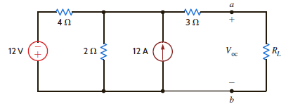 What is the open-circuit voltage V oc at terminals a and b of the circuit in Fig. 5PFE-5 a. 8 V b. 12 V c. 4 V d. 10 V Figure 5PFE-5