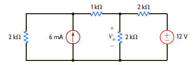Find V o in the network in Fig. P5.8 using superposition. Figure P5.8