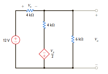 Find V o in the circuit in Fig. E5.10 using Thévenin's theorem. Figure E5.10