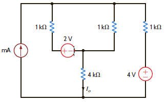 Find I o in the circuit in Fig. P5.21 using superposition.     Figure P5.21