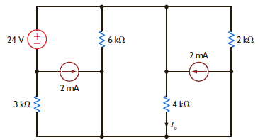 Use Thévenin's theorem to find I o in the network in Fig. P5.47. Figure P5.47