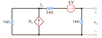 Use Thévenin's theorem to find V o in the circuit in Fig. P5.65.     Figure P5.65