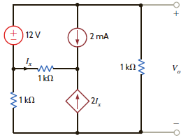 Find V o in the network in Fig. P5.72 using Thévenin's theorem. Figure P5.72