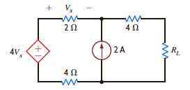 Find the value of R L in the network in Fig. P5.120 for maximum power transfer. Figure P5.120