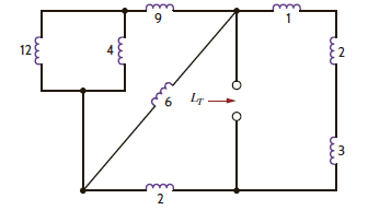 Find the total inductance L T in the network in Fig. P6.69. All inductors are in millihenrys. Figure P6.69
