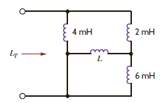 Find the value of L in the network in Fig. P6.82 so that the total inductance, L T , will be 2 mH. Figure P6.82